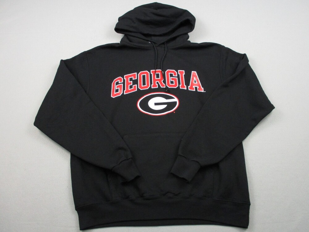 Georgia Bulldogs Hoodie Sweatshirt Men Large Black Champion Pullover NCAA L